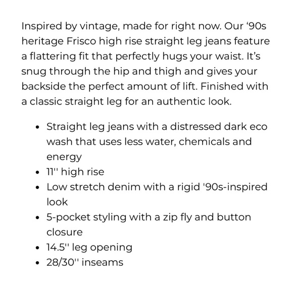 Silver Jeans NWT Frisco High Rise Straight Leg - Eco Friendly - Size 30 - Picture 4 of 12